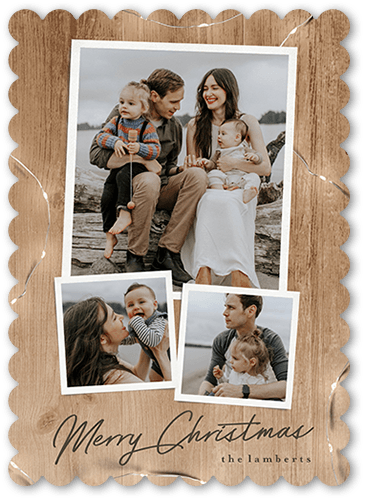 Rustic Spread Holiday Card, Beige, 5x7 Flat, Christmas, Pearl Shimmer Cardstock, Scallop