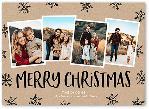 Snowflake Photo Collage Holiday Card, Beige, 5x7 Flat, Christmas, Standard Smooth Cardstock, Square