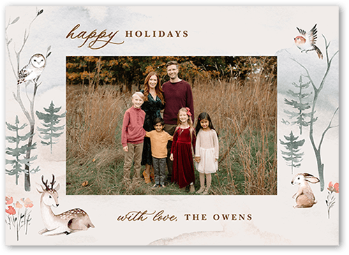 Woodlands Deer Holiday Card, Grey, 5x7 Flat, Holiday, Matte, Signature Smooth Cardstock, Square