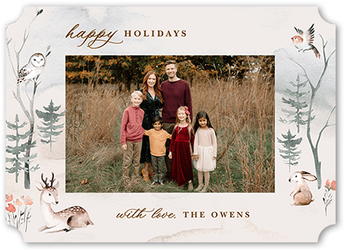 Woodlands Deer Holiday Card, Grey, 5x7 Flat, Holiday, Matte, Signature Smooth Cardstock, Ticket