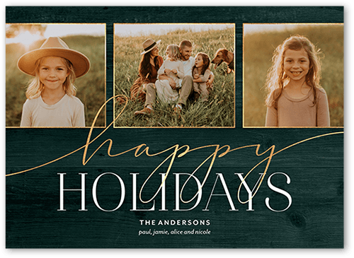 Elegant Accents Holiday Card, Green, 5x7 Flat, Holiday, Standard Smooth Cardstock, Square, Seaweed