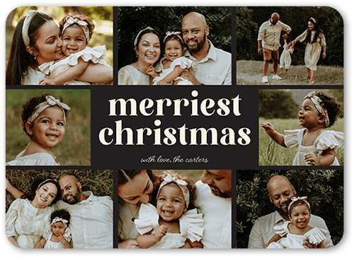 Classic Cheerful Collage Holiday Card, Grey, 5x7 Flat, Christmas, Matte, Signature Smooth Cardstock, Rounded