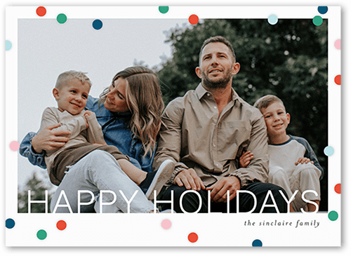 Modern Polka Dot Holiday Card, Green, 5x7 Flat, Holiday, Luxe Double-Thick Cardstock, Square