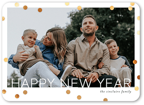 Modern Polka Dot Holiday Card, White, 5x7 Flat, New Year, Matte, Signature Smooth Cardstock, Rounded, White