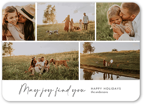 Simple Festive Gallery Holiday Card, White, 5x7 Flat, Holiday, 100% Recycled Cardstock , Rounded