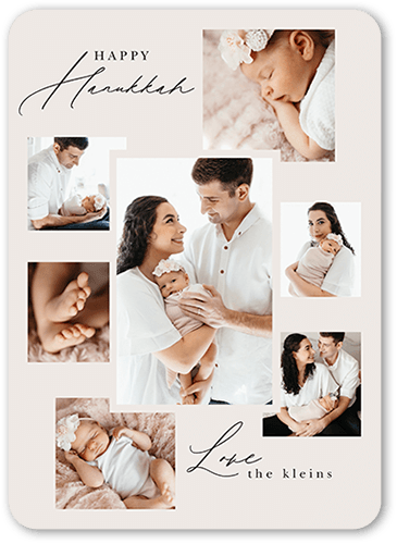 Minimal Frame Layout Holiday Card, Grey, none, 5x7 Flat, Hanukkah, Pearl Shimmer Cardstock, Rounded, Whisper Gray