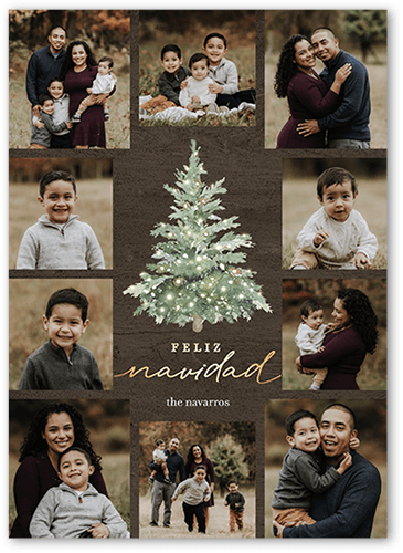 Watercolor Tree Holiday Card, Brown, 5x7 Flat, Feliz Navidad, Standard Smooth Cardstock, Square, Coffee