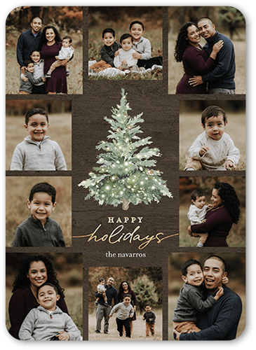 Watercolor Tree Holiday Card, Brown, 5x7 Flat, Holiday, 100% Recycled Cardstock , Rounded