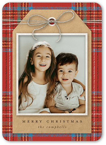 Festive Gift Tag Holiday Card, Rounded Corners