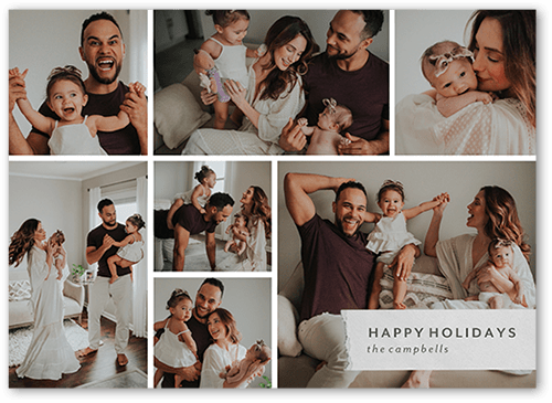 Simple Winter Collage Holiday Card, White, 5x7 Flat, Write Your Own, Standard Smooth Cardstock, Square