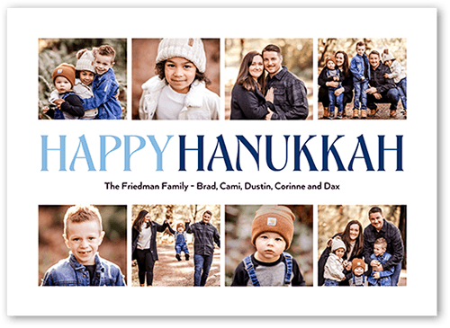 Nouveau Collage Holiday Card, White, 5x7 Flat, Hanukkah, Standard Smooth Cardstock, Square