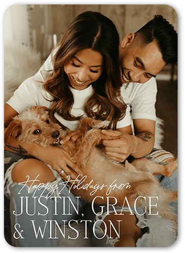 Large Names Holiday Card, White, 5x7 Flat, Holiday, Matte, Signature Smooth Cardstock, Rounded, White