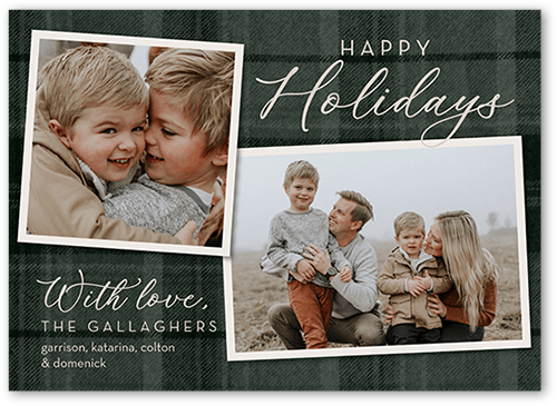 Soft Flannel Holiday Card, Green, 5x7 Flat, Holiday, Standard Smooth Cardstock, Square