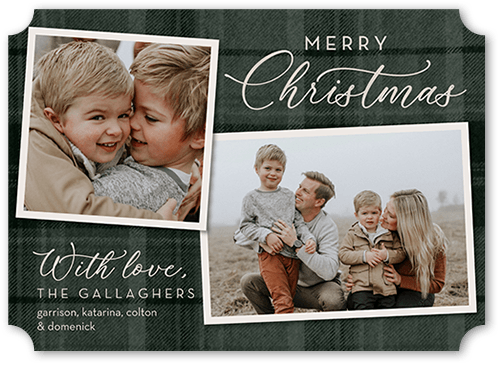 Soft Flannel Holiday Card, Green, 5x7 Flat, Christmas, Matte, Signature Smooth Cardstock, Ticket