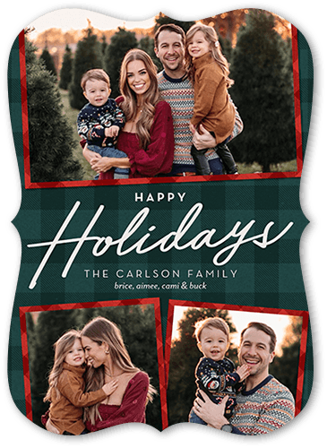 Super Plaid Holiday Card, Green, 5x7 Flat, Holiday, Matte, Signature Smooth Cardstock, Bracket