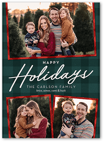 Super Plaid Holiday Card, Green, 5x7 Flat, Holiday, Matte, Signature Smooth Cardstock, Square