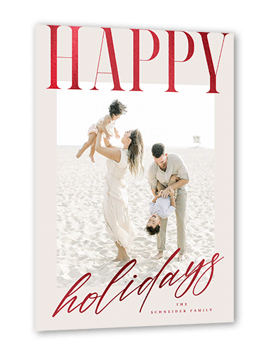 Big And Shiny Holiday Card, Grey, Red Foil, 5x7 Flat, Holiday, Matte, Signature Smooth Cardstock, Square, Whisper Gray