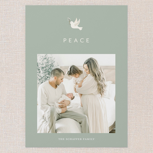 Peaceful Simplicity Holiday Card, Green, 5x7 Flat, Holiday, Matte, Signature Smooth Cardstock, Square, Leafy
