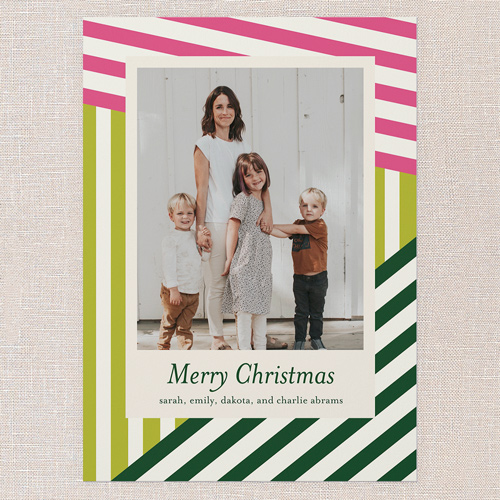 Slanted Stripes Holiday Card, Green, 5x7 Flat, Christmas, Matte, Signature Smooth Cardstock, Square, Mojito