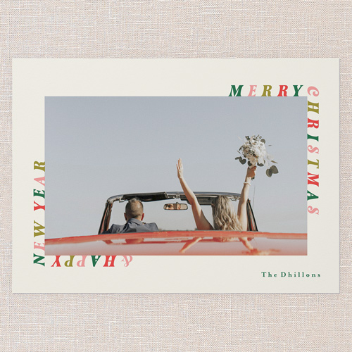 Rad Tidings Holiday Card, Beige, 5x7 Flat, Christmas, Pearl Shimmer Cardstock, Square, Antique White