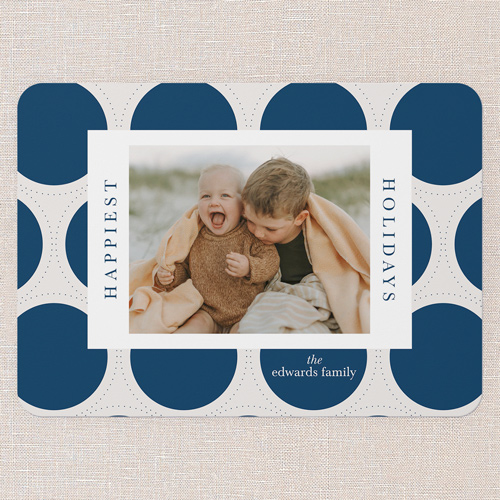 Sugarplum Vibes Holiday Card, Blue, 5x7 Flat, Holiday, Pearl Shimmer Cardstock, Rounded, Nautical