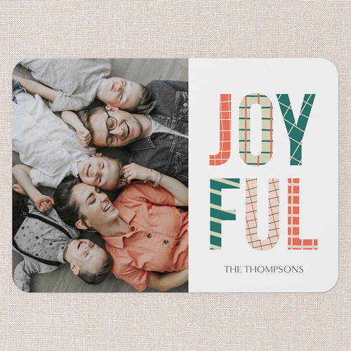 Fun Plaid Holiday Card, White, 5x7 Flat, Holiday, Pearl Shimmer Cardstock, Rounded, White