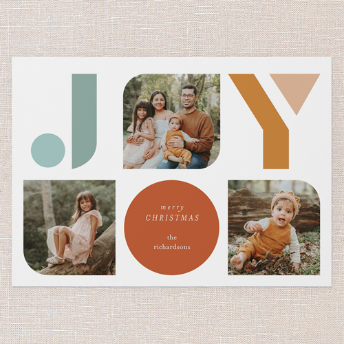Luminous Joy Holiday Card, Orange, 5x7 Flat, Christmas, Pearl Shimmer Cardstock, Square, Sunset