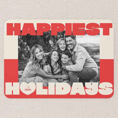 Bold Holiday Fun Holiday Card, Red, 5x7 Flat, Holiday, 100% Recycled Cardstock ?, Rounded