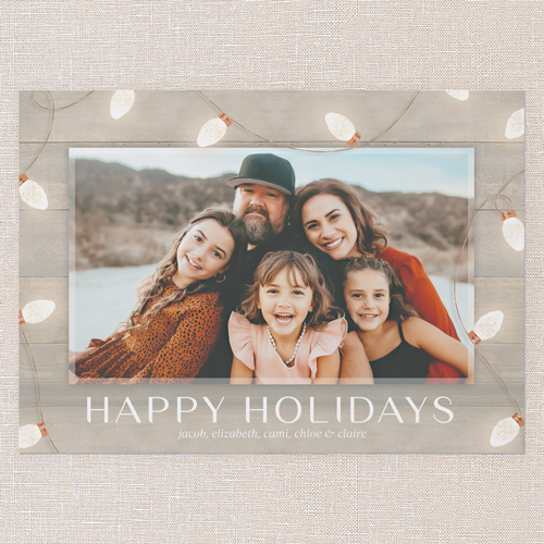 Classic String Lights Holiday Card, Beige, 5x7 Flat, Holiday, Luxe Double-Thick Cardstock, Square, Wheat