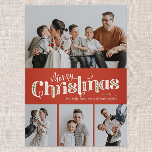 Classic Christmas Charm Holiday Card, Red, 5x7 Flat, Christmas, 100% Recycled Cardstock , Square, Red