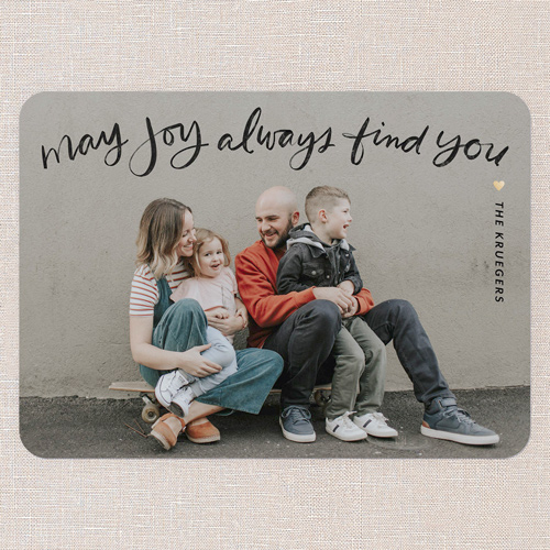 Heartfelt Joy Holiday Card, Black, 5x7 Flat, Holiday, 100% Recycled Cardstock , Rounded, Black