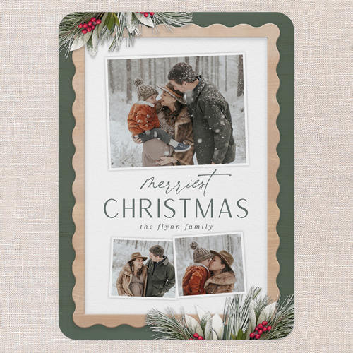 Captivating Classic Holiday Card, Green, 5x7 Flat, Christmas, 100% Recycled Cardstock ?, Rounded