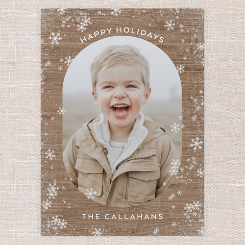 Charming Snowflake Delight Holiday Card, Brown, 5x7 Flat, Holiday, 100% Recycled Cardstock , Square