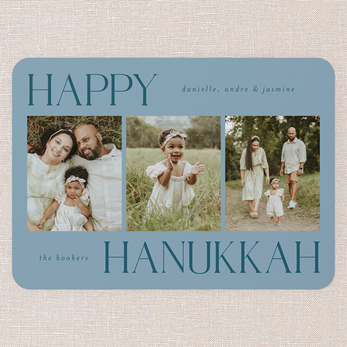 Simplistic Style Holiday Card, Blue, 5x7 Flat, Hanukkah, Standard Smooth Cardstock, Rounded, Marine