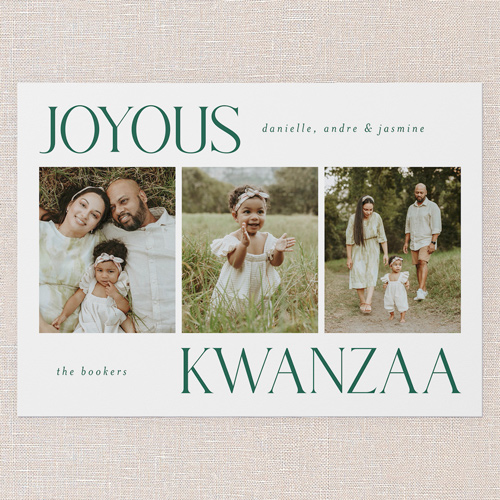 Simplistic Style Holiday Card, White, 5x7 Flat, Kwanzaa, Luxe Double-Thick Cardstock, Square, White