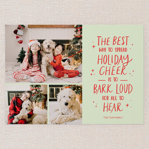 Canine Cheer Holiday Card, Green, 5x7 Flat, Holiday, Pearl Shimmer Cardstock, Square