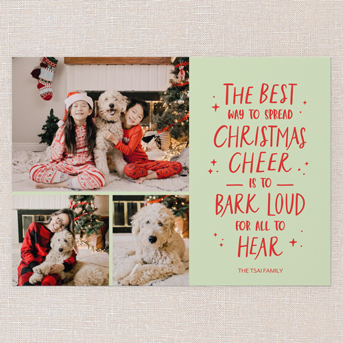 Canine Cheer Holiday Card, Green, 5x7 Flat, Christmas, Pearl Shimmer Cardstock, Square