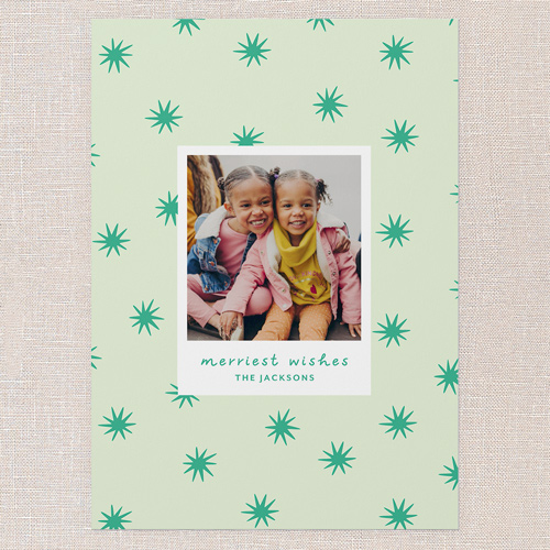 Starburst Smiles Holiday Card, Green, 5x7 Flat, Christmas, Matte, Signature Smooth Cardstock, Square