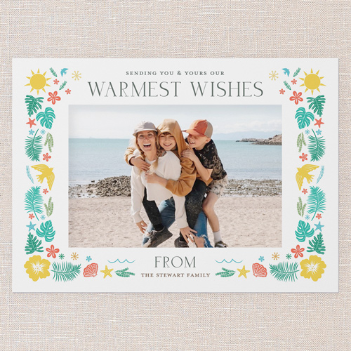 Tropical Times Holiday Card, Yellow, 5x7 Flat, Holiday, Pearl Shimmer Cardstock, Square, Golden