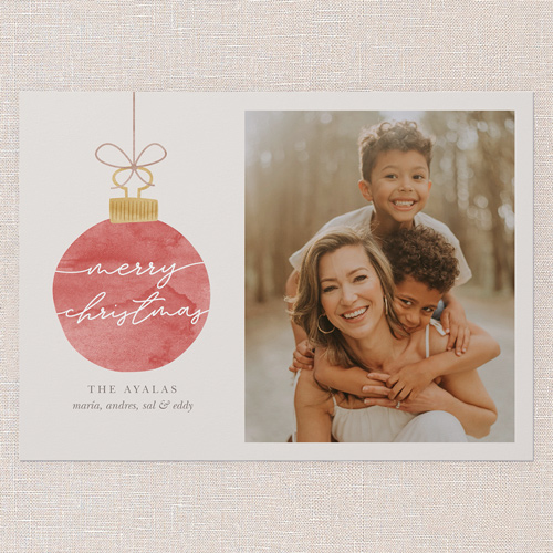 Warmhearted Watercolor Holiday Card, Red, 5x7 Flat, Christmas, Matte, Signature Smooth Cardstock, Square