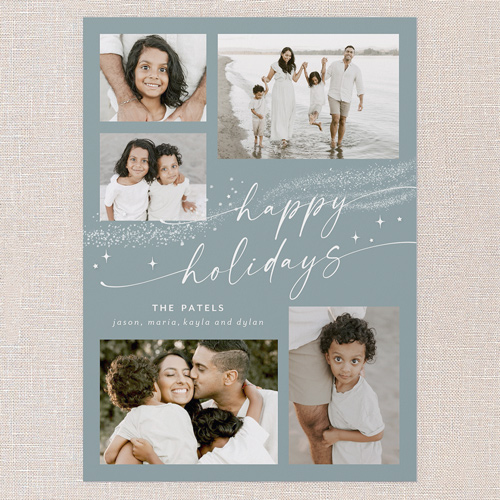 Winter Flurry Holiday Card, Blue, 5x7 Flat, Holiday, 100% Recycled Cardstock , Square, Chill