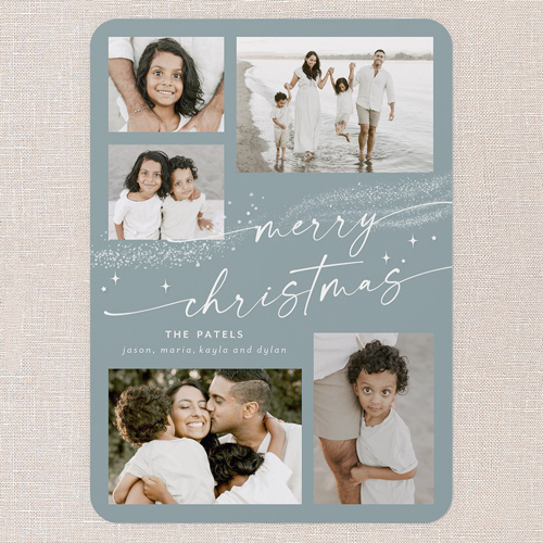 Winter Flurry Holiday Card, Blue, 5x7 Flat, Christmas, Matte, Signature Smooth Cardstock, Rounded, Chill