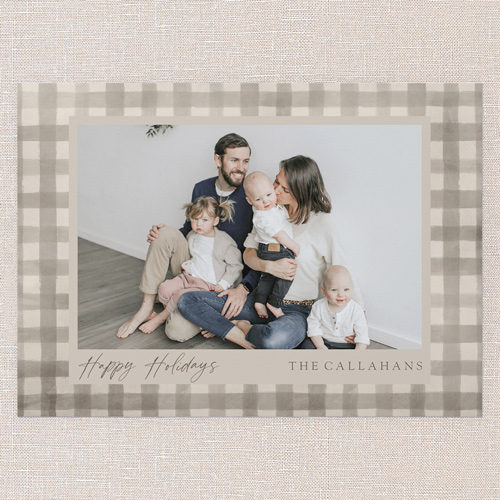 Pleasant Plaid Holiday Card, Beige, 5x7 Flat, Holiday, Standard Smooth Cardstock, Square, Wheat