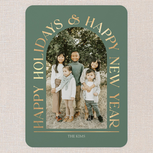 Arch Deco Holiday Card, Green, 5x7 Flat, Holiday, Matte, Signature Smooth Cardstock, Rounded, Avocado