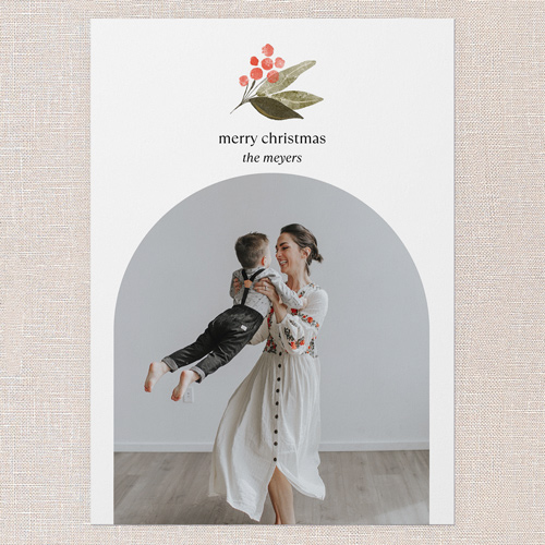 Simple Flora Greetings Holiday Card, White, 5x7 Flat, Write Your Own, Pearl Shimmer Cardstock, Square, White