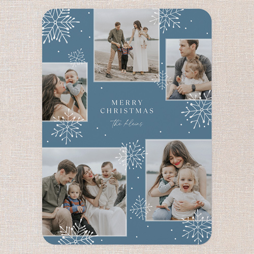 Snowfall Standout Holiday Card, Blue, 5x7 Flat, Write Your Own, Matte, Signature Smooth Cardstock, Rounded, Blue