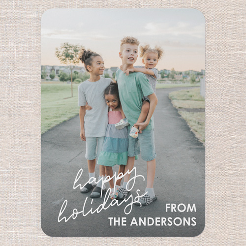 Family Signoff Holiday Card, White, 5x7 Flat, Holiday, 100% Recycled Cardstock , Rounded, White