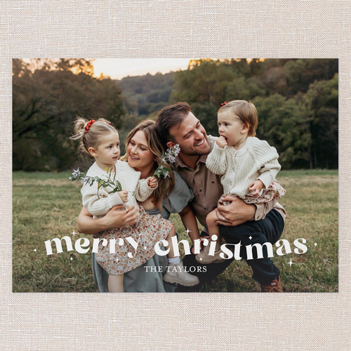 Merry Charm Holiday Card, White, 5x7 Flat, Christmas, Pearl Shimmer Cardstock, Square, White