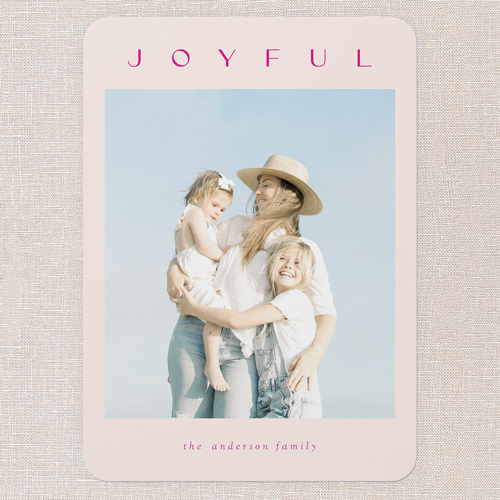 Minimal Magic Holiday Card, Pink, 5x7 Flat, Holiday, 100% Recycled Cardstock , Rounded, Chenille