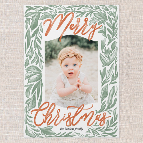 Boho Botanical Merriment Holiday Card, White, 5x7 Flat, Christmas, Standard Smooth Cardstock, Square, White